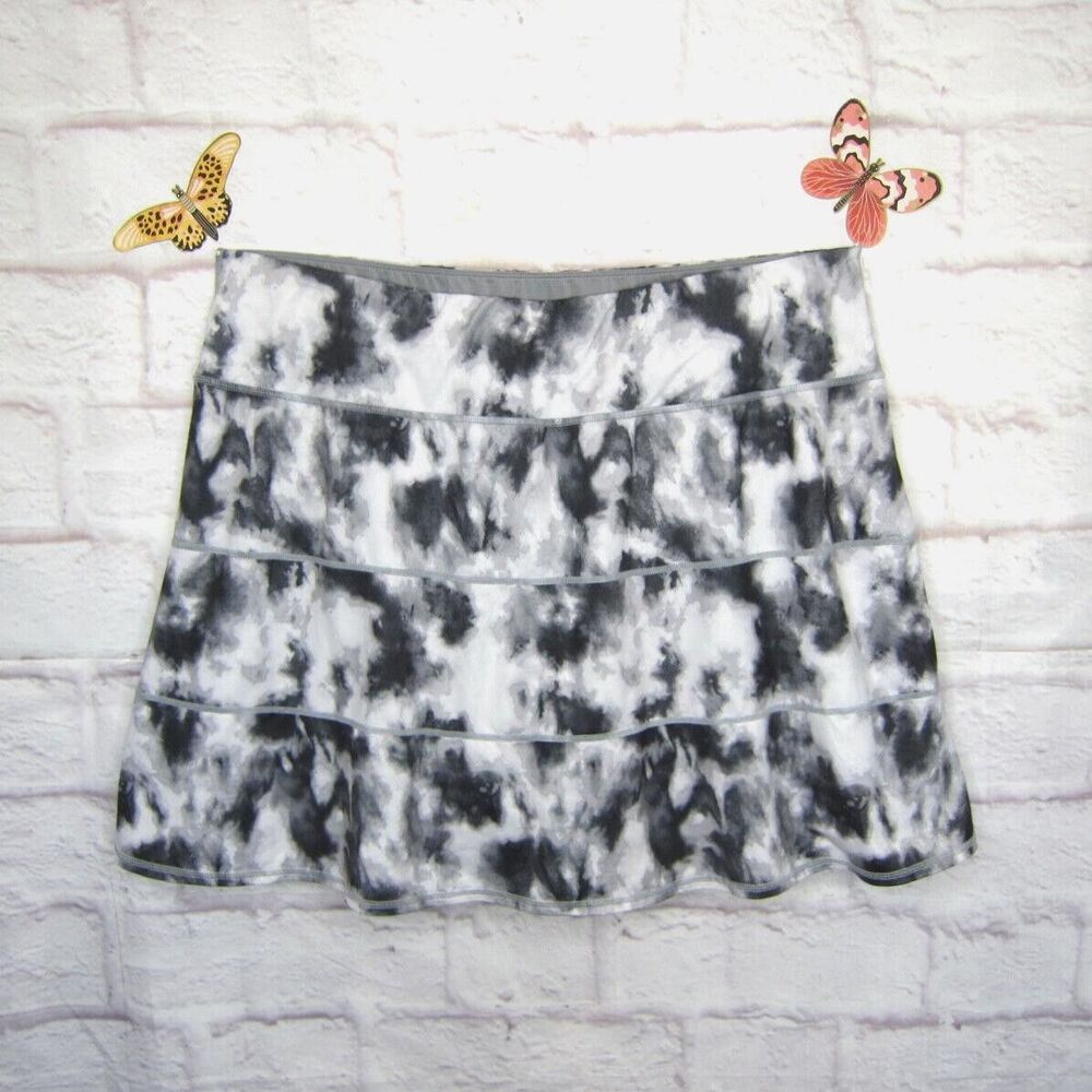 Ideology Plus Size 2X Tie-Dyed Tiered Skort Black Gray White Tennis Pickleball